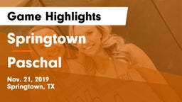 Springtown  vs Paschal Game Highlights - Nov. 21, 2019