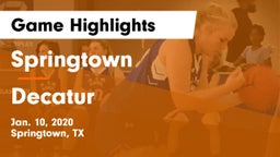 Springtown  vs Decatur  Game Highlights - Jan. 10, 2020