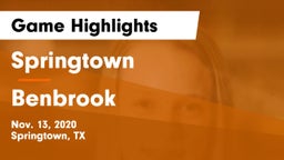 Springtown  vs Benbrook  Game Highlights - Nov. 13, 2020