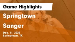 Springtown  vs Sanger  Game Highlights - Dec. 11, 2020