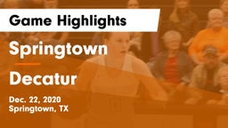 Springtown  vs Decatur  Game Highlights - Dec. 22, 2020