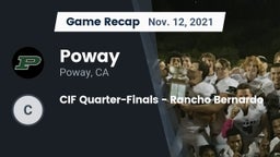 Recap: Poway  vs. CIF Quarter-Finals - Rancho Bernardo 2021