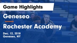 Geneseo  vs Rochester Academy Game Highlights - Dec. 12, 2018