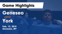 Geneseo  vs York  Game Highlights - Feb. 12, 2019