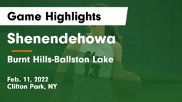 Shenendehowa  vs Burnt Hills-Ballston Lake  Game Highlights - Feb. 11, 2022