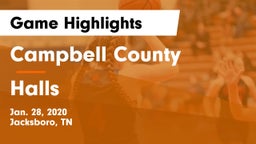 Campbell County  vs Halls  Game Highlights - Jan. 28, 2020