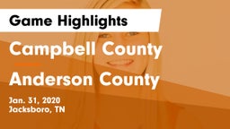 Campbell County  vs Anderson County  Game Highlights - Jan. 31, 2020
