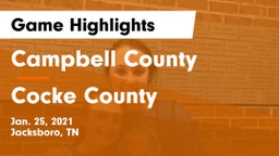 Campbell County  vs Cocke County  Game Highlights - Jan. 25, 2021