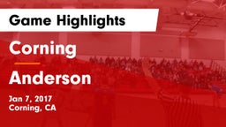 Corning  vs Anderson  Game Highlights - Jan 7, 2017