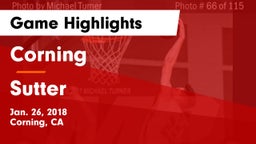 Corning  vs Sutter Game Highlights - Jan. 26, 2018