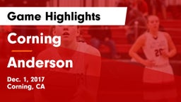 Corning  vs Anderson Game Highlights - Dec. 1, 2017