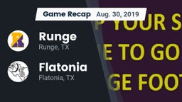 Recap: Runge  vs. Flatonia  2019
