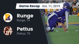Recap: Runge  vs. Pettus  2019