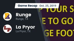 Recap: Runge  vs. La Pryor  2019