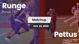 Matchup: Runge  vs. Pettus  2020