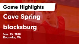 Cave Spring  vs blacksburg Game Highlights - Jan. 23, 2018