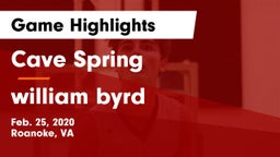 Cave Spring  vs william byrd Game Highlights - Feb. 25, 2020