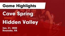 Cave Spring  vs Hidden Valley  Game Highlights - Jan. 21, 2020