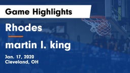 Rhodes  vs martin l. king Game Highlights - Jan. 17, 2020