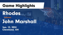 Rhodes  vs John Marshall  Game Highlights - Jan. 12, 2024