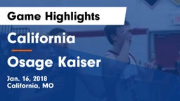 California  vs Osage  Kaiser Game Highlights - Jan. 16, 2018