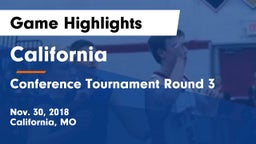 California  vs Conference Tournament Round 3 Game Highlights - Nov. 30, 2018