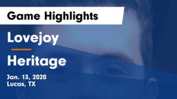 Lovejoy  vs Heritage  Game Highlights - Jan. 13, 2020