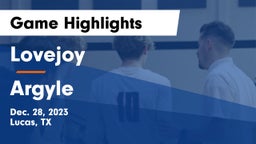 Lovejoy  vs Argyle  Game Highlights - Dec. 28, 2023