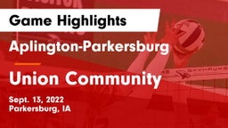 Aplington-Parkersburg  vs Union Community  Game Highlights - Sept. 13, 2022