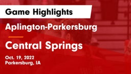 Aplington-Parkersburg  vs Central Springs  Game Highlights - Oct. 19, 2022