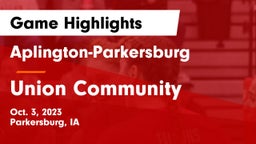 Aplington-Parkersburg  vs Union Community  Game Highlights - Oct. 3, 2023