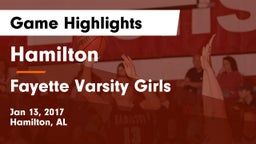 Hamilton  vs Fayette Varsity Girls Game Highlights - Jan 13, 2017