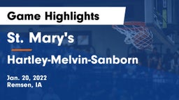 St. Mary's  vs Hartley-Melvin-Sanborn  Game Highlights - Jan. 20, 2022