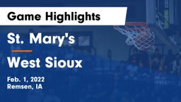St. Mary's  vs West Sioux  Game Highlights - Feb. 1, 2022