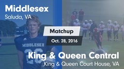 Matchup: Middlesex High vs. King & Queen Central  2016