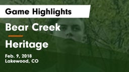 Bear Creek  vs Heritage  Game Highlights - Feb. 9, 2018