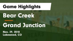 Bear Creek  vs Grand Junction  Game Highlights - Nov. 29, 2018