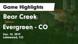 Bear Creek  vs Evergreen  - CO Game Highlights - Jan. 14, 2019