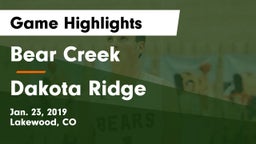 Bear Creek  vs Dakota Ridge  Game Highlights - Jan. 23, 2019