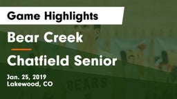 Bear Creek  vs Chatfield Senior  Game Highlights - Jan. 25, 2019