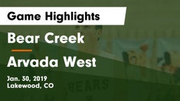Bear Creek  vs Arvada West  Game Highlights - Jan. 30, 2019
