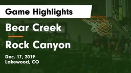 Bear Creek  vs Rock Canyon  Game Highlights - Dec. 17, 2019