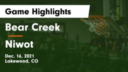 Bear Creek  vs Niwot  Game Highlights - Dec. 16, 2021