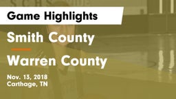 Smith County  vs Warren County  Game Highlights - Nov. 13, 2018