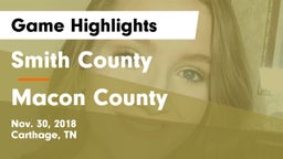 Smith County  vs Macon County  Game Highlights - Nov. 30, 2018