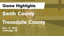 Smith County  vs Trousdale County  Game Highlights - Dec. 17, 2018