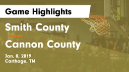 Smith County  vs Cannon County  Game Highlights - Jan. 8, 2019