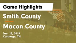Smith County  vs Macon County  Game Highlights - Jan. 18, 2019