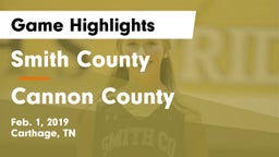 Smith County  vs Cannon County  Game Highlights - Feb. 1, 2019