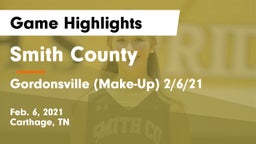 Smith County  vs Gordonsville (Make-Up) 2/6/21 Game Highlights - Feb. 6, 2021